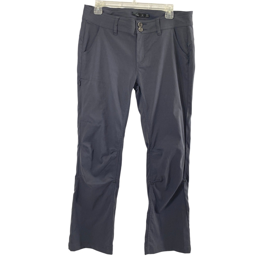 Prana Pants Women 10 Short Gray Hiking Roll Up Utility Gorpcore Travel Outdoors